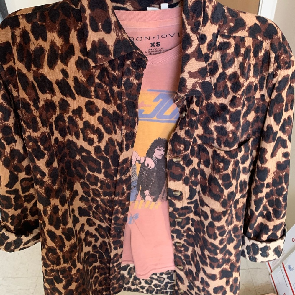 Corduroy leopard tunic